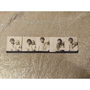 1920s Antique 5 Photo Booth Photos Strip Boy Girl Siblings Babies Portrait Pose